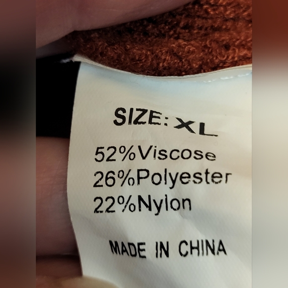 Elegant Rust Cowl Neck Cable Knit Midi Sweater Dress - Size XL - Picture 3 of 6